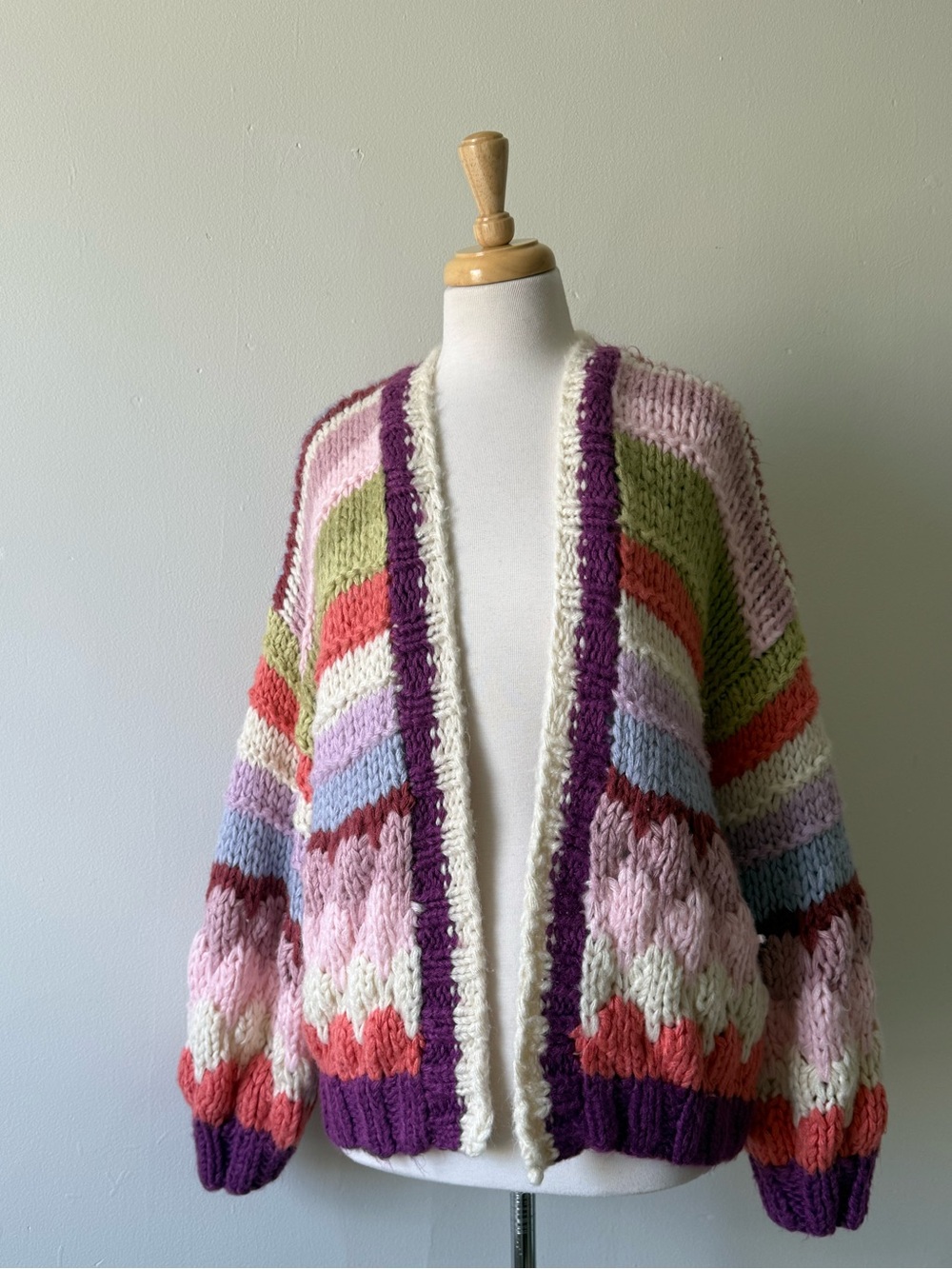 Dreamers by Debut Chunky Knit Rainbow Cardigan